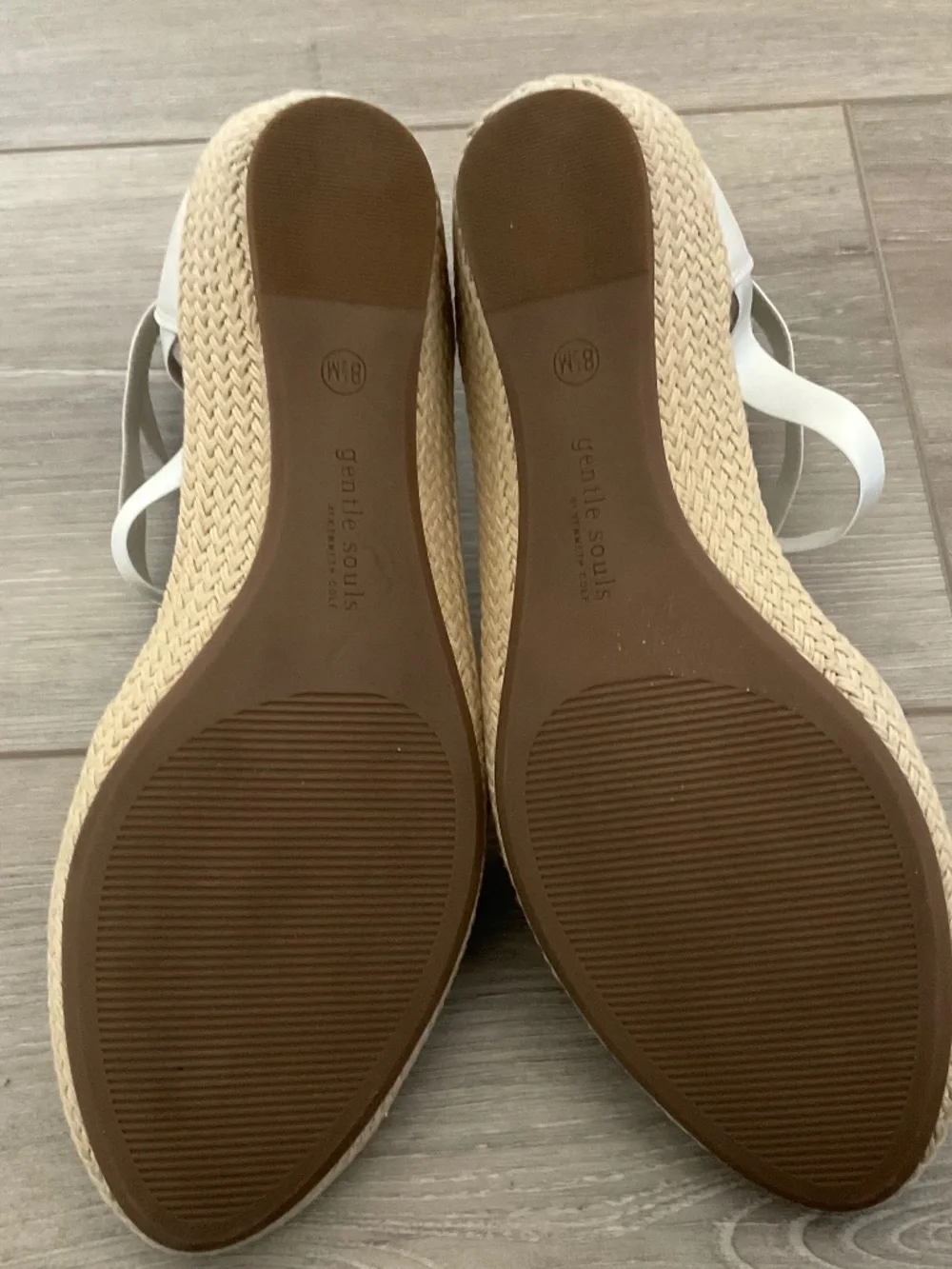 GENTLE SOULS Noa -Beth Leather Espadrille Sandal In Silver Ice Size 8.5
